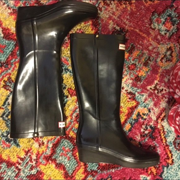 hunter rain boots wedge heel
